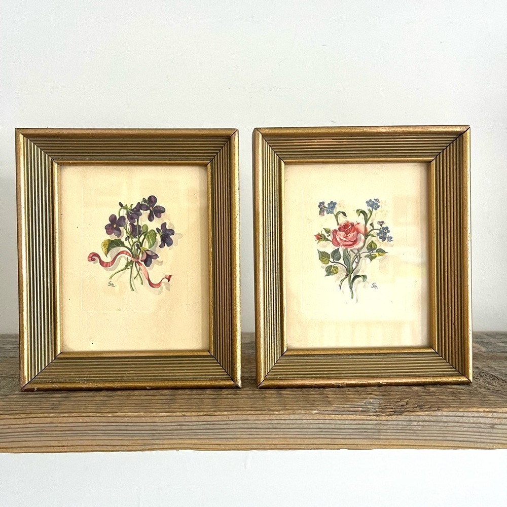 Vintage Gold Framed Floral Art Prints